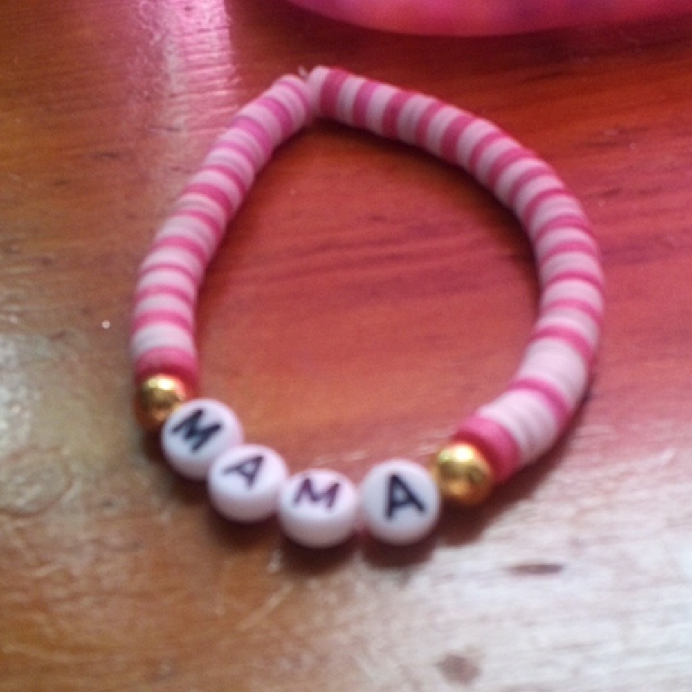 Handmade "Mama" clay beaded bracelet